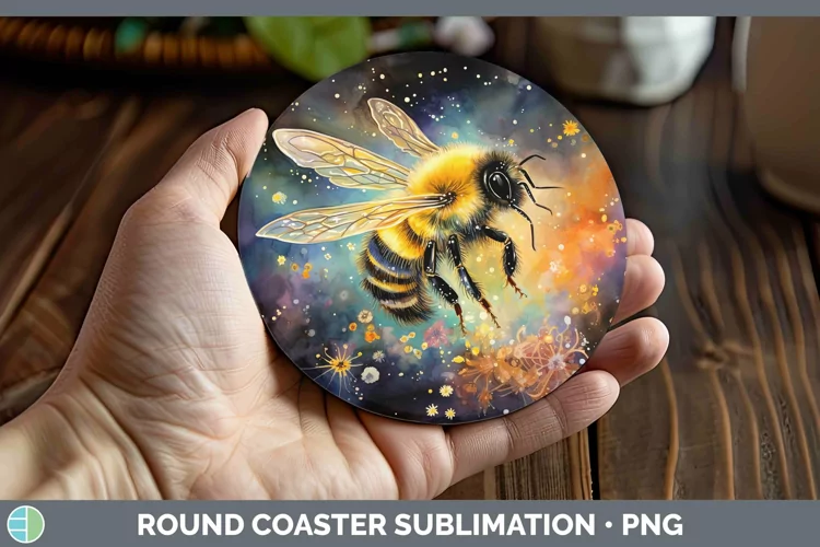 Galaxy Bee Round Coaster Sublimation Coaster Designs