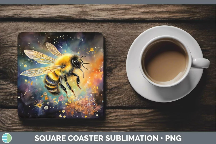 Galaxy Bee Square Coaster Sublimation Coaster Designs