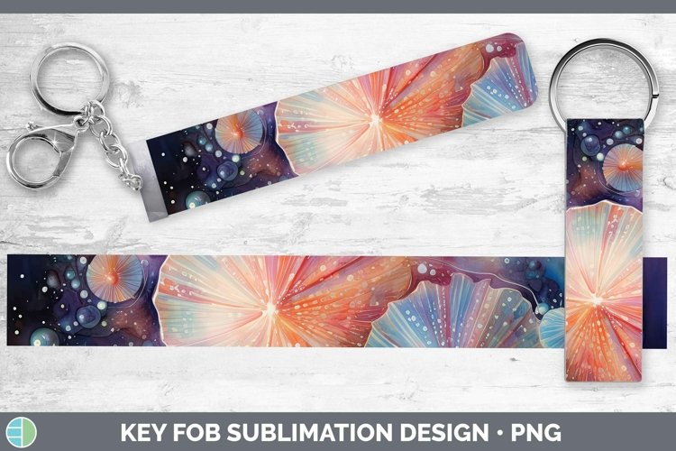 Galaxy Seashell Key Fob Sublimation Wristlet Designs example image 1