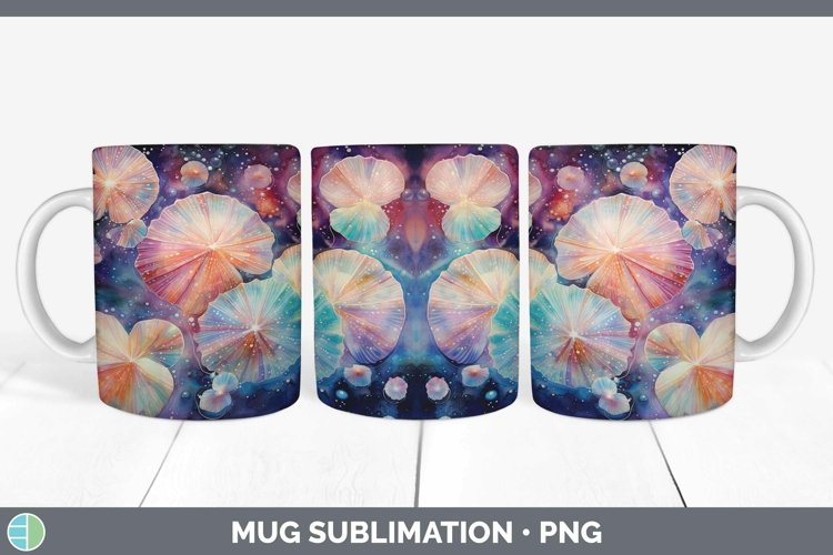 Galaxy Seashell Mug Wrap Sublimation Coffee Cup Designs example image 1