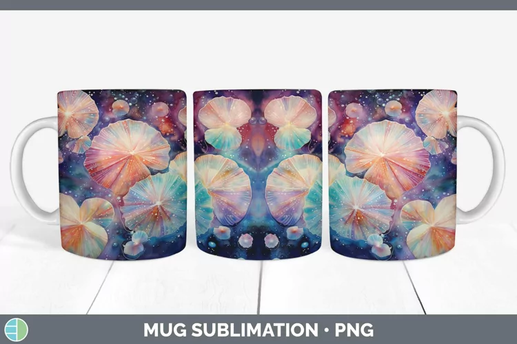 Galaxy Seashell Mug Wrap Sublimation Coffee Cup Designs