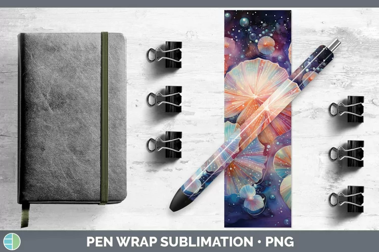 Galaxy Seashell Pen Wrap Sublimation Epoxy Pen Designs