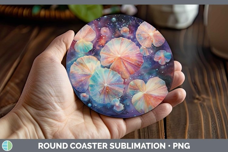 Galaxy Seashell Round Coaster Sublimation Coaster Designs example image 1