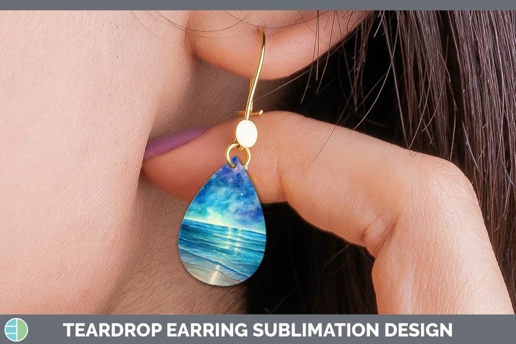 Galaxy Beach Teardrop Earrings Sublimation Earrings Designs
