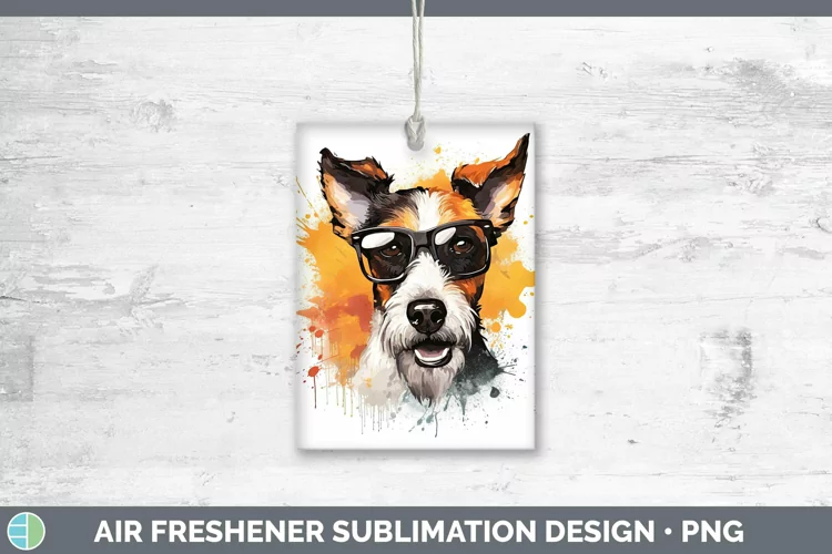 Hipster Dog Fox Terrier Dog Air Freshener Sublimation Car Fr