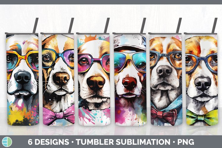 Hipster Beagle Dog Tumbler | Sublimation 20 oz Skinny Tumble