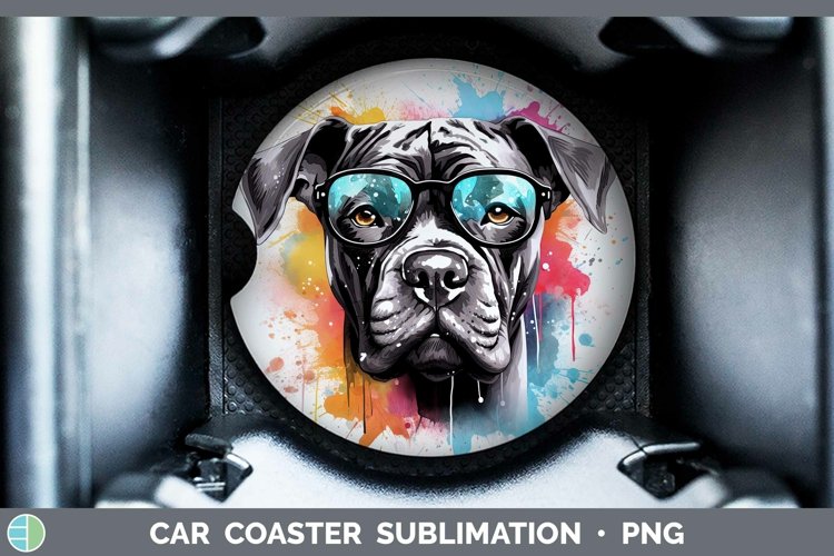 Hipster Dog Cane Corso Car Coaster Sublimation Coaster Desig example image 1
