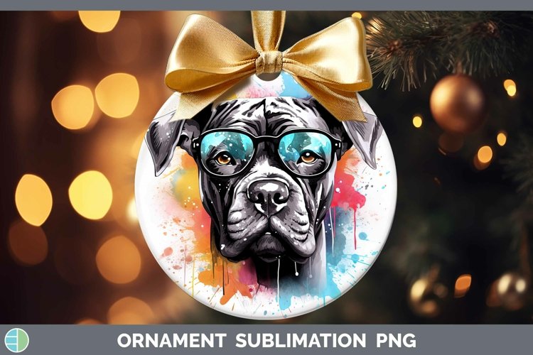 Hipster Dog Cane Corso Ornament Sublimation Bauble Designs example image 1