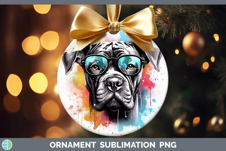 Hipster Dog Cane Corso Ornament Sublimation Bauble Designs