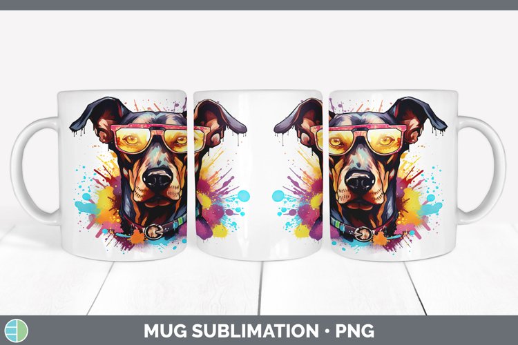 Hipster Dog Doberman Pinscher Mug Wrap Sublimation Coffee Cu example image 1