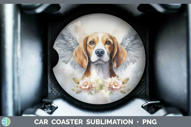 Memorial Watercolor Beagle Car Coaster Sublimation Coaster D