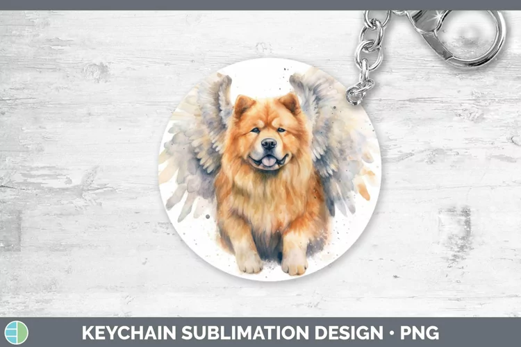 Memorial Watercolor Chow Chow Keychain Sublimation Keyring D