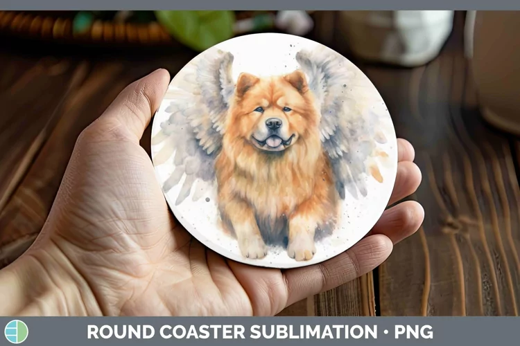 Memorial Watercolor Chow Chow Round Coaster Sublimation Coas