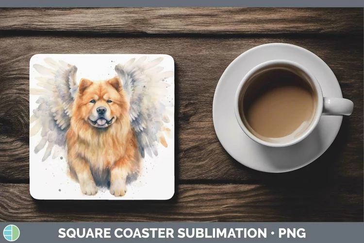 Memorial Watercolor Chow Chow Square Coaster Sublimation Coa
