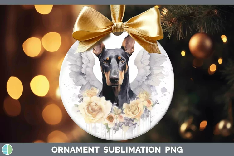 Memorial Watercolor Doberman Pinscher Ornament Sublimation B