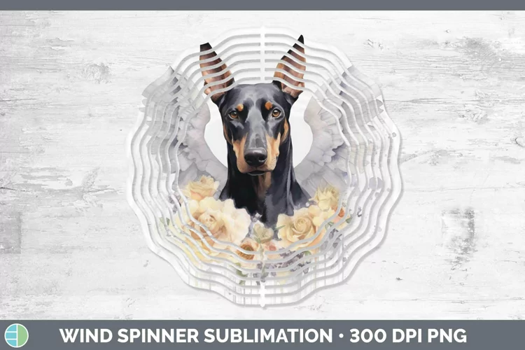 Memorial Watercolor Doberman Pinscher Wind Spinner Sublimati