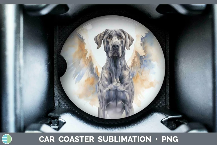 Memorial Watercolor Great Dane Car Coaster Sublimation Coast