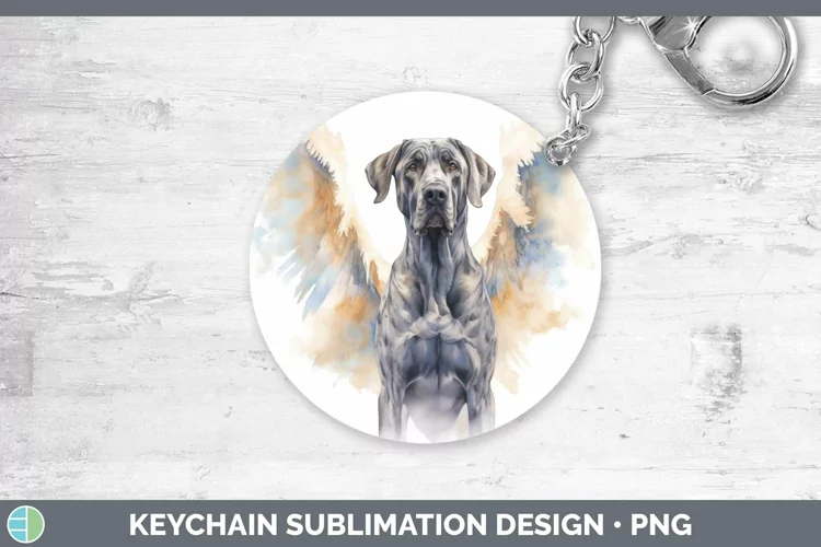 Memorial Watercolor Great Dane Keychain Sublimation Keyring
