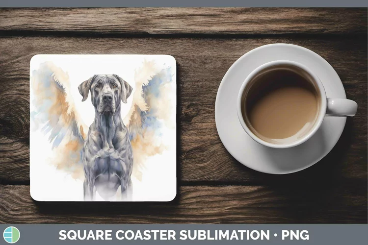 Memorial Watercolor Great Dane Square Coaster Sublimation Co