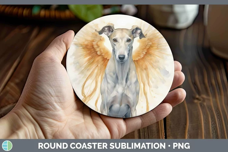 Memorial Watercolor Greyhound Round Coaster Sublimation Coas