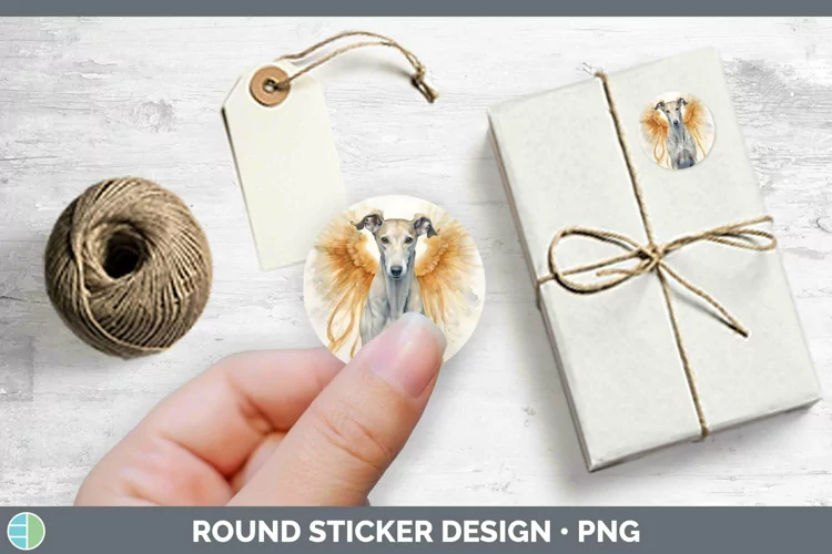Memorial Watercolor Greyhound Stickers | Round Labels Design