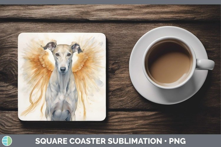 Memorial Watercolor Greyhound Square Coaster Sublimation Coa example image 1