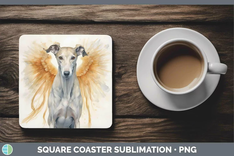 Memorial Watercolor Greyhound Square Coaster Sublimation Coa