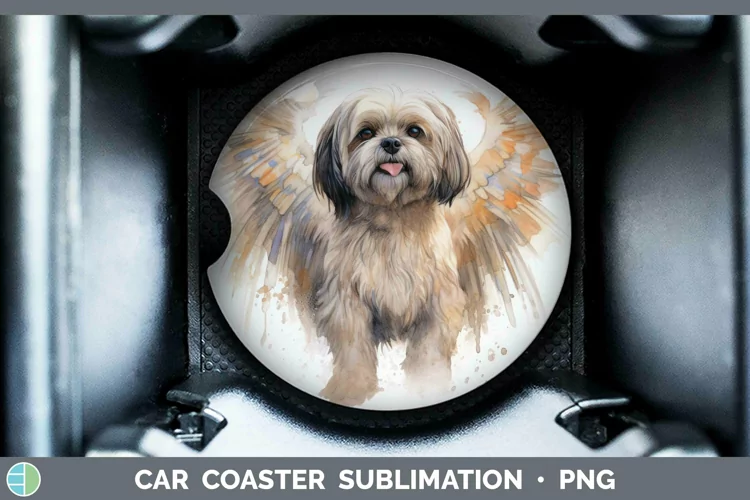 Memorial Watercolor Lhasa Apso Car Coaster Sublimation Coast