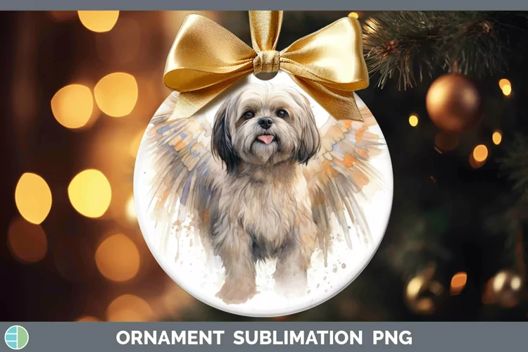 Memorial Watercolor Lhasa Apso Ornament Sublimation Bauble D