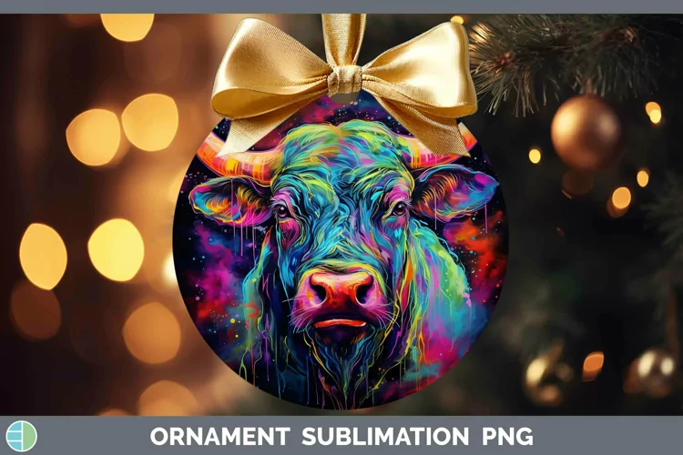 Neon Bull Ornament Sublimation Bauble Designs