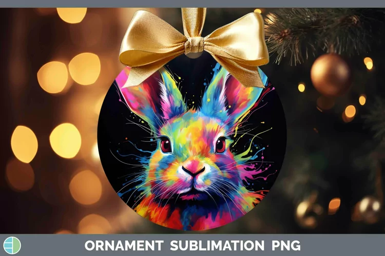 Neon Bunny Ornament Sublimation Bauble Designs