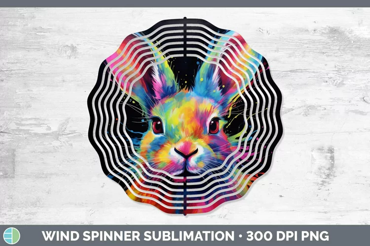 Neon Bunny Wind Spinner Sublimation Spinner Designs