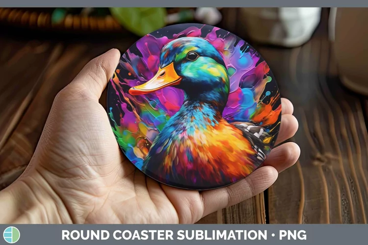 Neon Duck Round Coaster Sublimation Coaster Designs