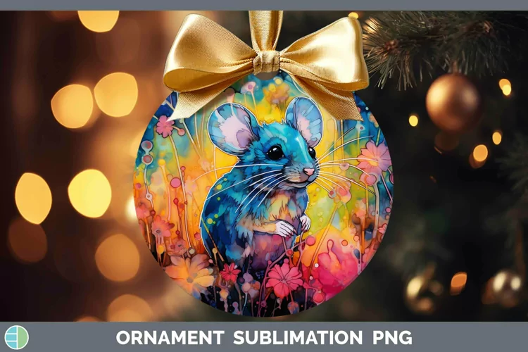 Neon Mouse Ornament Sublimation Bauble Designs
