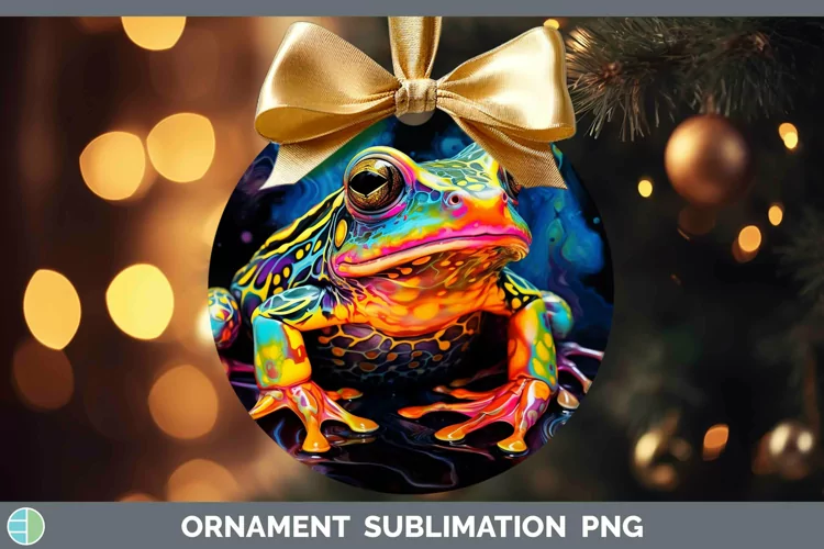 Neon Bullfrog Ornament Sublimation Bauble Designs