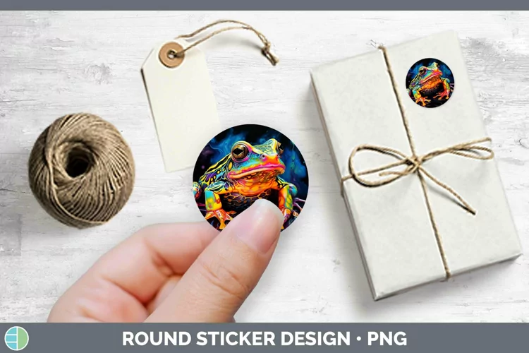 Neon Bullfrog Stickers | Round Labels Designs