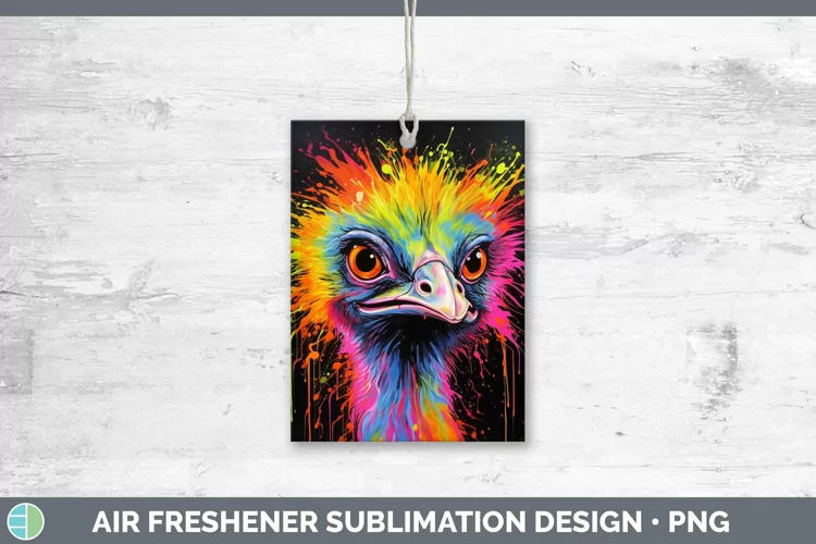 Neon Ostrich Air Freshener Sublimation Car Freshener Designs