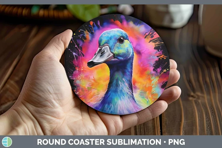 Neon Goose Round Coaster Sublimation Coaster Designs