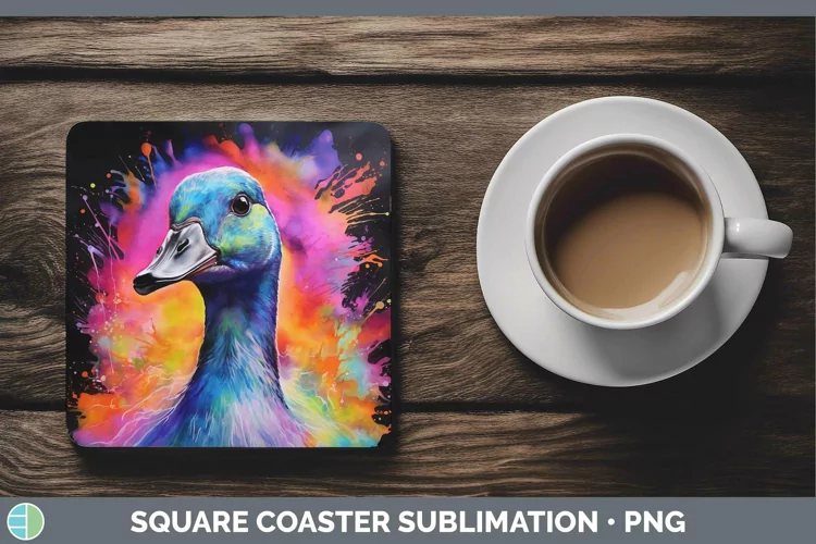 Neon Goose Square Coaster Sublimation Coaster Designs