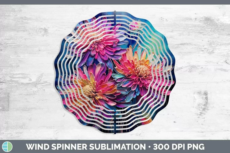 Neon Chrysanthemum Wind Spinner | Sublimation Spinner Design