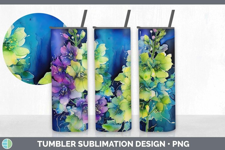 Neon Delphinium Tumbler | Sublimation 20 oz Skinny Tumbler D