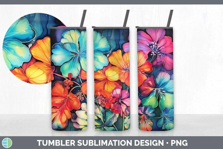 Neon Geranium Tumbler | Sublimation 20 oz Skinny Tumbler Des