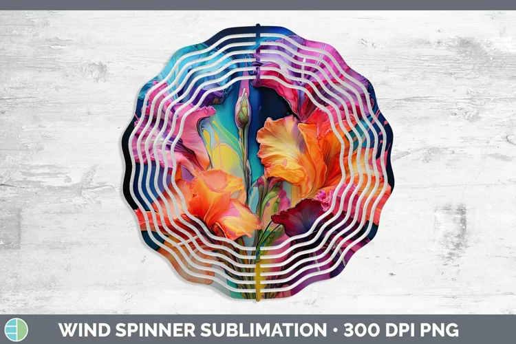 Neon Gladiolus Wind Spinner | Sublimation Spinner Designs