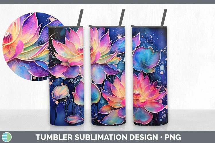 Neon Lotus Tumbler | Sublimation 20 oz Skinny Tumbler Design