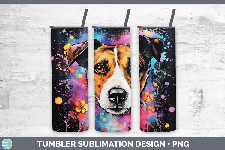 Neon Jack Russell Terrier Tumbler Sublimation 20 oz Skinny T