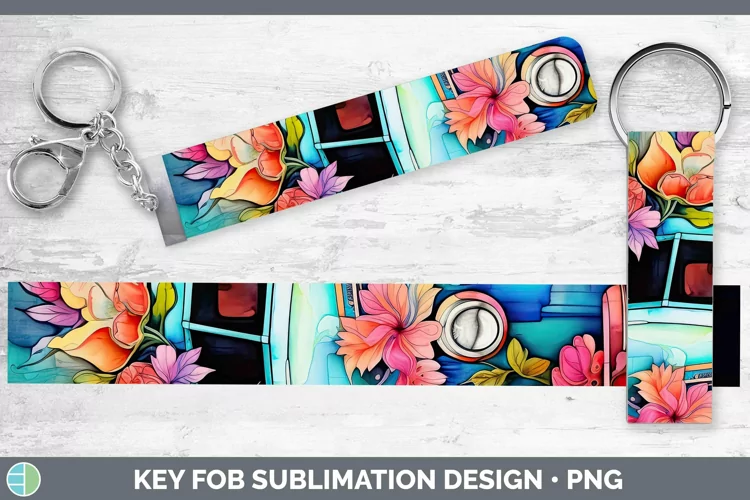 Neon Vintage Truck Key Fob Sublimation Wristlet Designs