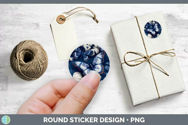 Blue and White Porcelain Butterflies Sticker