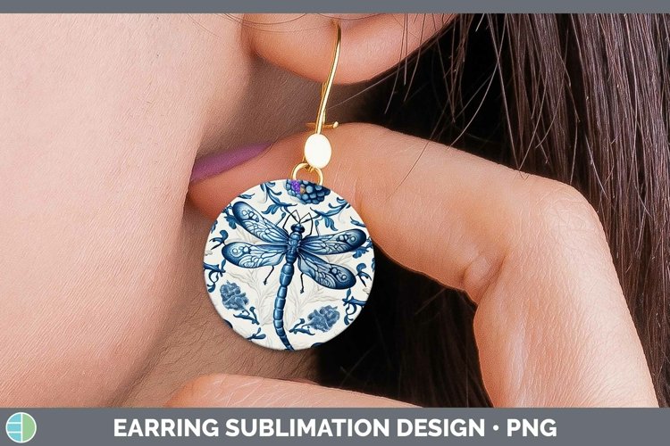 GorgeousBlue and White Porcelain Round Earrings design.