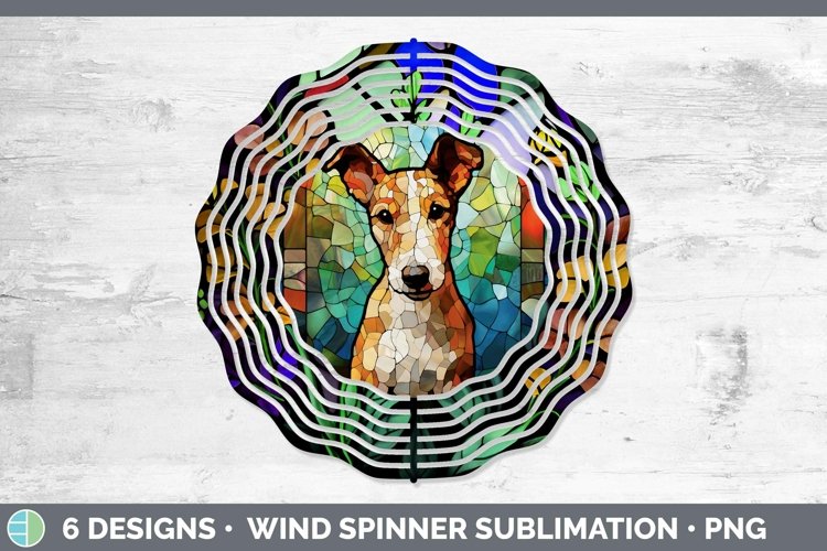 Stained Glass Dog Wind Spinner Sublimation Graphic example image 1