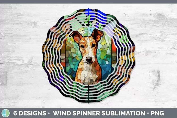 Stained Glass Dog Wind Spinner Sublimation Graphic